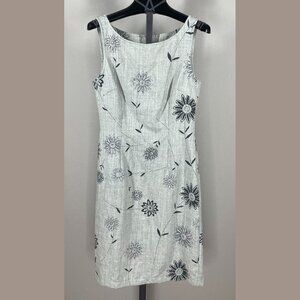 Moschino Dress Womens 8 gray black floral sheath pencil designer preppy